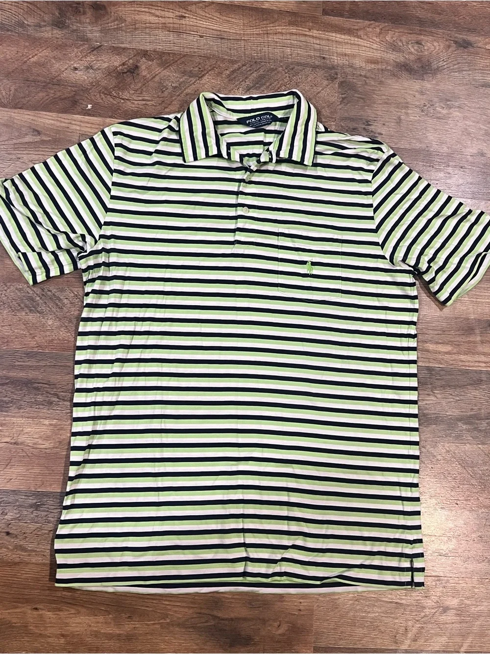 Polo by Ralph Lauren Navy, Green & White Striped Short-Sleeve Polo